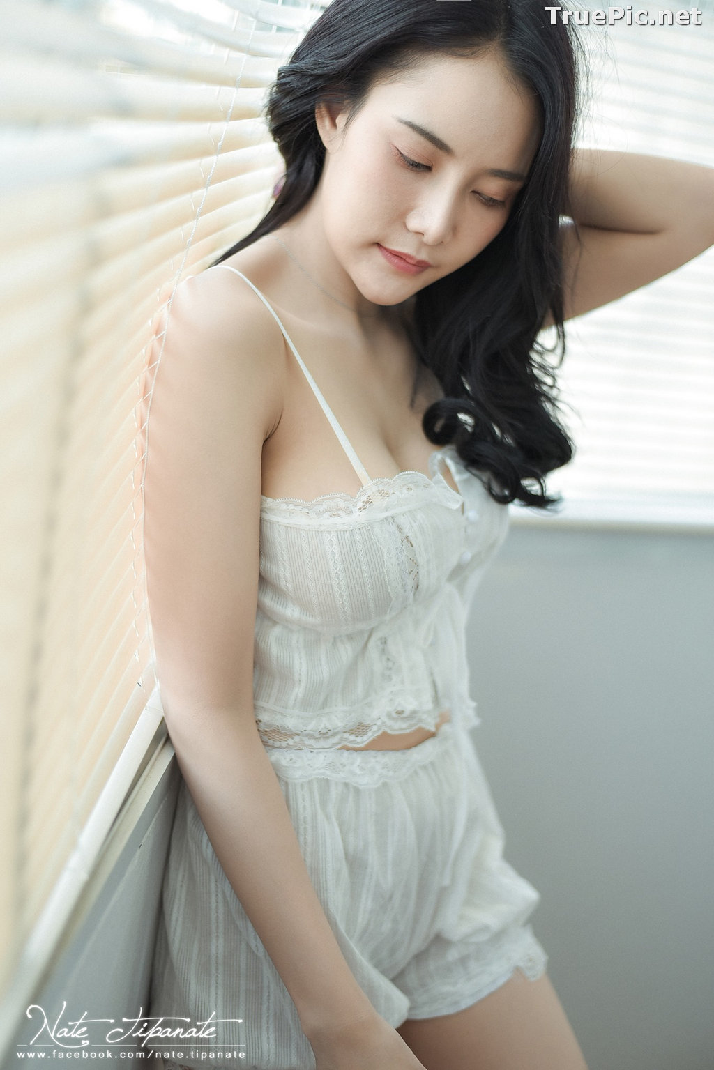 Thailand Model - Nattanicha Pw - Beautiful In White Sleepwear - TruePic