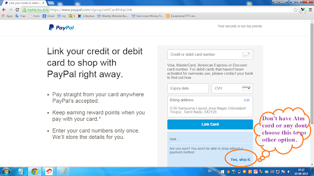How to create a account in paypal step 8