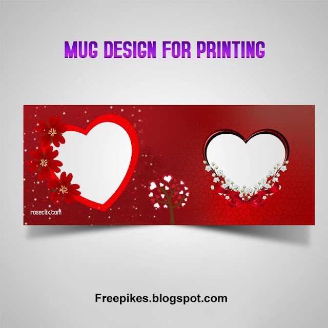 Double Heart Mug Template - Mug Design  template