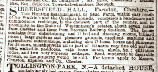 Sale of Sibbersfield Hall, London Times, 6 June 1885