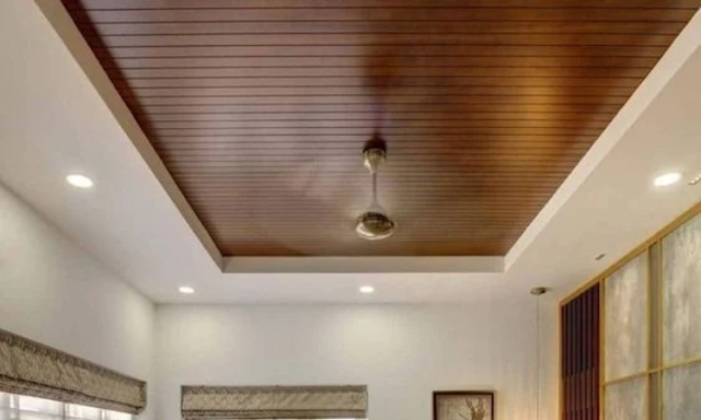 Wooden False Ceiling Design For Living Room