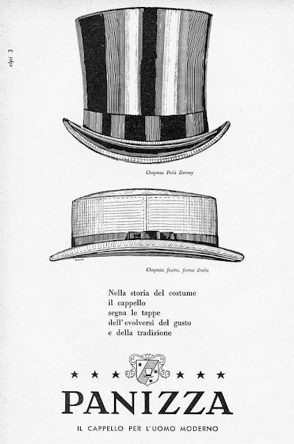 Pubblicità Panizza il cappello per l'uomo moderno