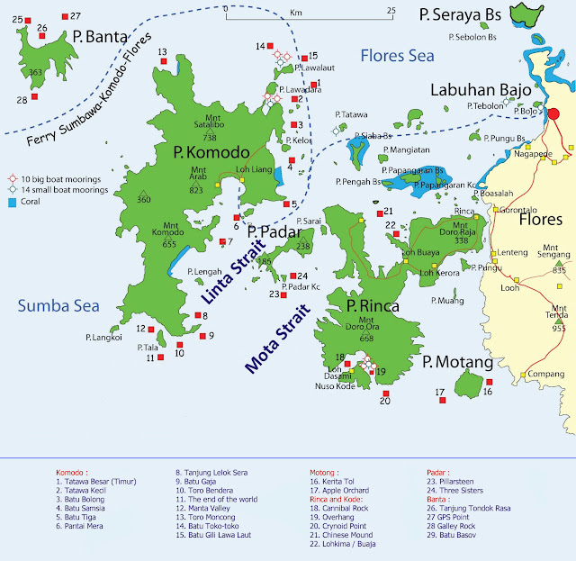 Komodo island dive map