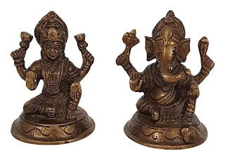 Brass Ganesh and Laxmi for Deepawali Pooja