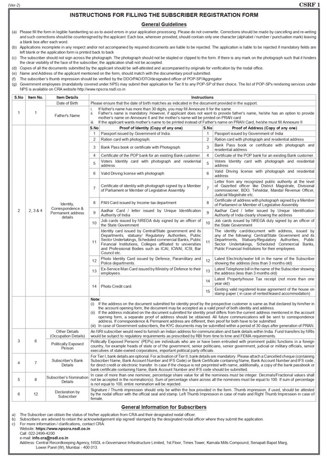 nps account opening guidelines