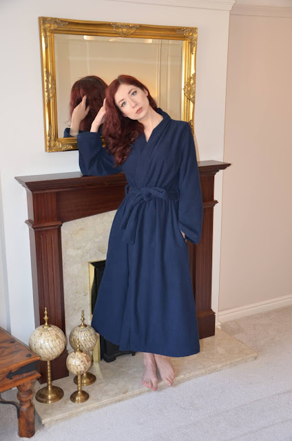 Named Clothing Lahja unisex dressing gown bath robe sewing pattern minerva makers navy towelling fabric fashion sewing blog DIY fashion blog