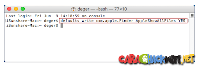 Cara menampilkan file tersembunyi di mac os menggunakan terminal