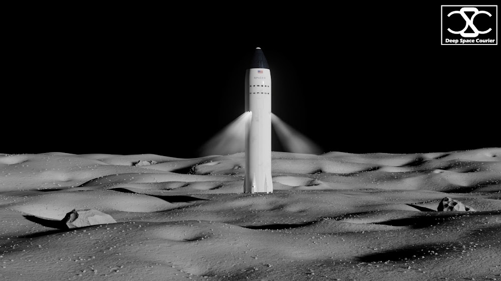 SpaceX Lunar Starship landing on the Moon by DeepSpaceCourier