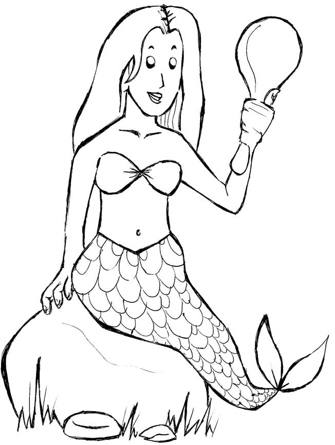 Desenho da sereia Iara folclore brasileiro. Desenhos infantil para