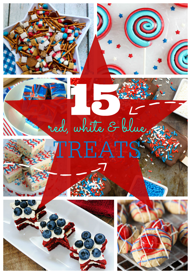 15 Red, White & Blue Treats at GingerSnapCrafts.com #redwhiteandblue #recipes