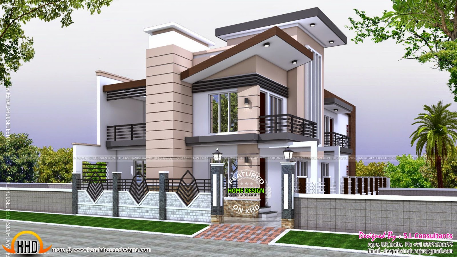  Indian  home  modern  style Kerala home  design and floor plans 