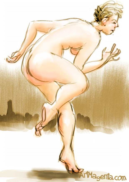 Figure drawing from a live, nude model by ArtMagenta