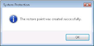 The restore point was created successfully