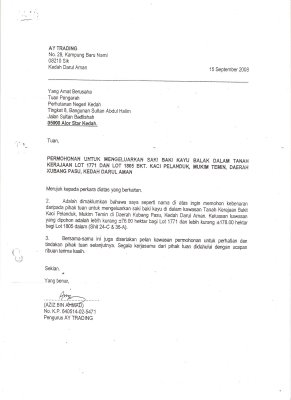 Surat Rasmi Permohonan Tebang Pokok - Kuora f