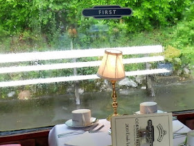 Looking out of the train window on a wet, rainy day