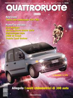 Quattroruote 518 - Dicembre 1998 | ISSN 0035-5917 | TRUE PDF | Mensile | Motori | Prove su Strada | Automobili | Listino Prezzi
Quattroruote è una rivista mensile italiana di automobilismo, fondata dall'imprenditore marchigiano Gianni Mazzocchi nel febbraio 1956, con l'obiettivo di creare una rivista per il «guidatore medio», ben presto divenuta la più venduta in Italia nel suo genere. Negli anni ha esteso la sua diffusione, stringendo accordi con diverse testate internazionali, in nazioni quali Russia, Cina, Romania e nel 2007 in Inghilterra, inaugurando una partnership con Top Gear.