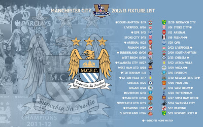 Jadwal Pertandingan Manchester City Liga Inggris 2012-2013