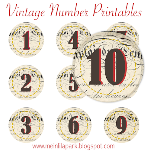 free printable vintage number stickers ausdruckbare