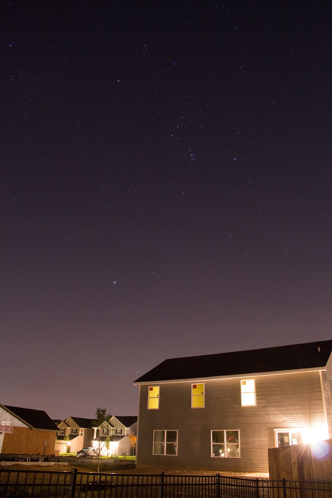 orion constellation over house