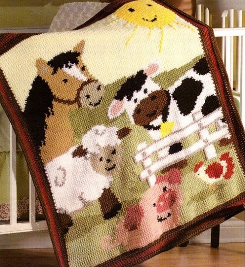 Adorable Farm Animals afghan - Graph-ghan Pattern