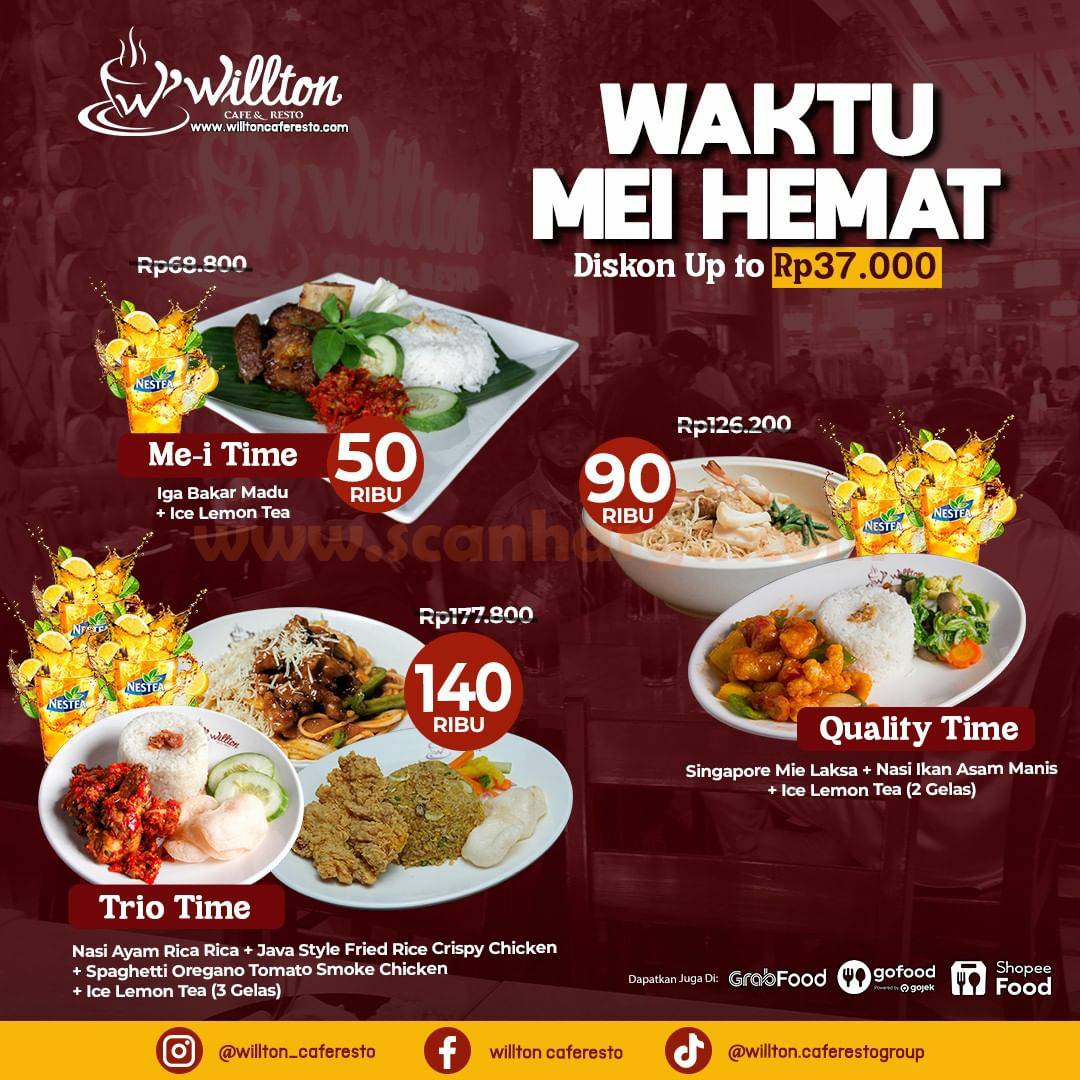 Promo WILLTON CAFE & RESTO Waktu MEI Hemat Diskon 37RB