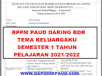 RPPM PAUD Daring BDR Tema Keluargaku Semester 1 Tahun Pelajaran 2021/2022