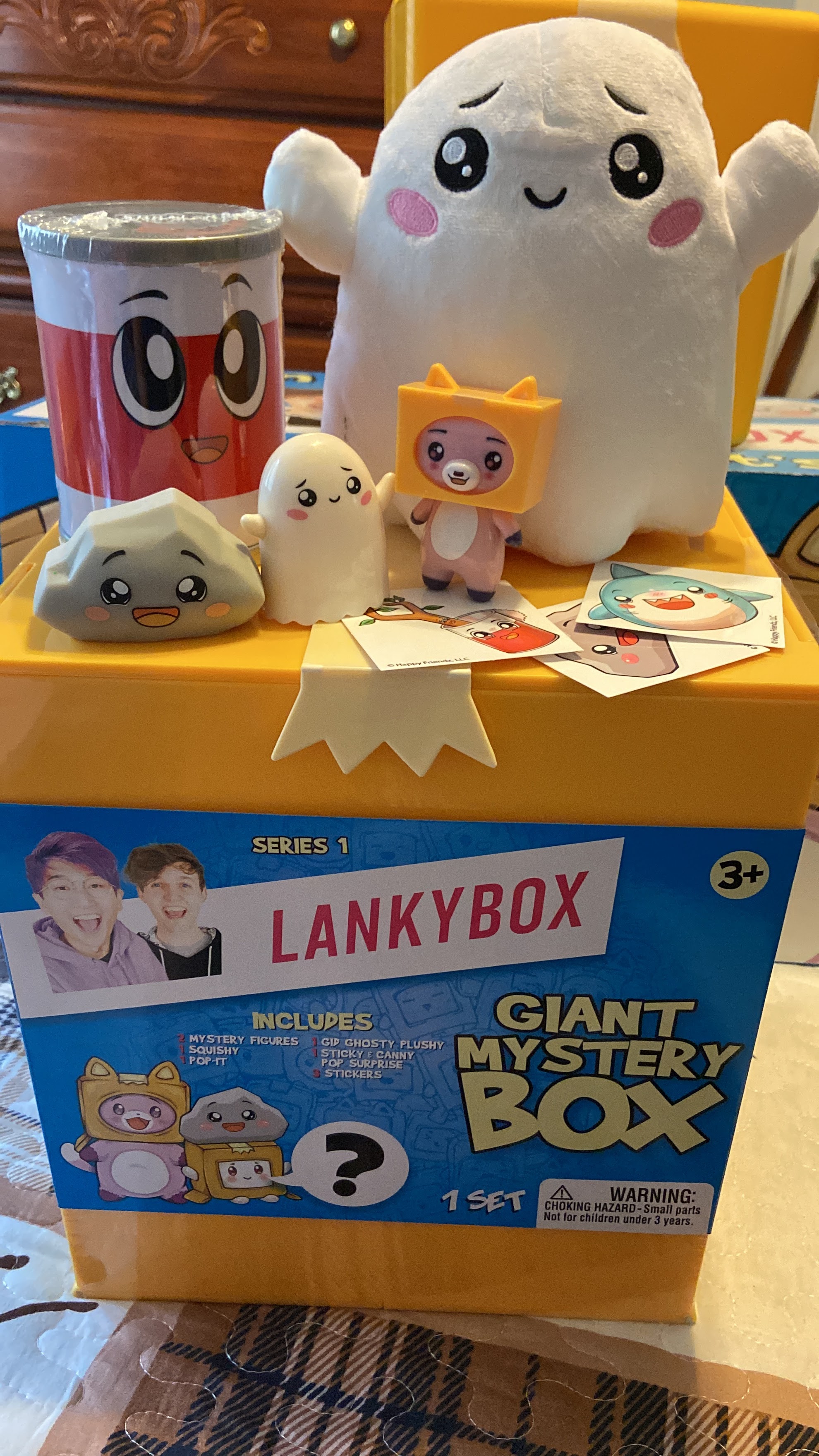 LankyBox Mini Mystery Box, for The Biggest Fans, 2 Mystery Figures, 1  Squishy Figure, a pop-it, and 3 Stickers