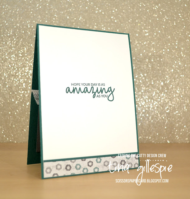 scissorspapercard, Stampin' Up!, CASEing The Catty, Well Said, Incredible Like You, Well Written Framelits, Rectangle Stitched Framelits, Subtle DTIEF, Classic Garage DSP, Neutrals DSP, Sweet Pins & Tags