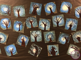 Classroom art for kids. Snowy Trees - Beautiful winter art projects for the elementary classroom brought to you by Literacy Loves Company.