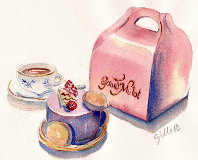 French Pastry watercolor - Paris Breakfasts
