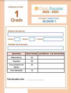 Examen Trimestral Bloque 1 Primer grado 2022-2023