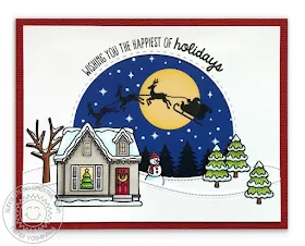 Sunny Studio Stamps: Christmas Eve Night Window Card by Mendi Yoshikawa (using Here Comes Santa Stamps)