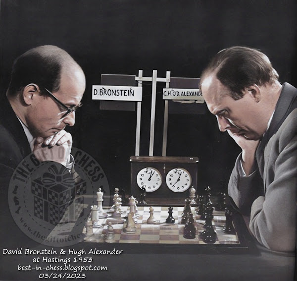 Casual game, David Bronstein vs Hugh Alexander at Hastings 1953.