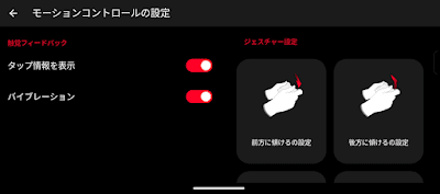 「モーションコントロールの設定」画面