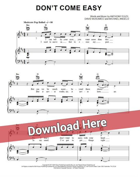 isaiah, don't come easy, sheet music, piano notes, chords, download, pdf, klavier noten, keyboard, guitar, composition, transpose