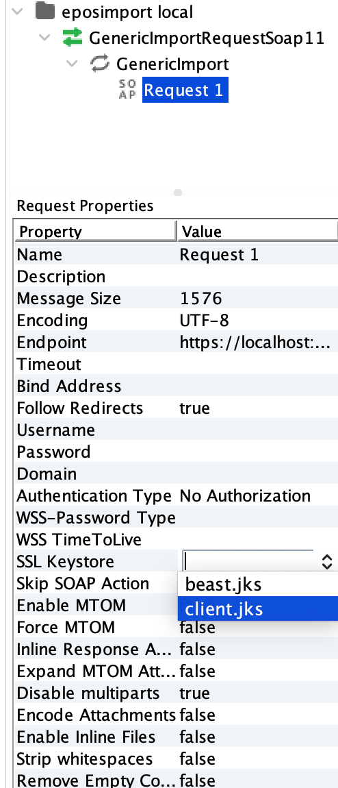 choose client cert for request