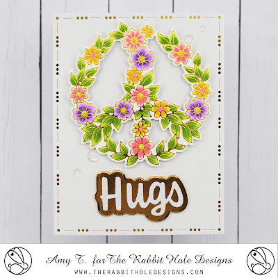 Peaceful Bee Hot Foil Plates, Hugs - Scripty Word with Shadow Layer Dies, You've Been Framed Layering Dies by The Rabbit Hole Designs #therabbitholedesignsllc #therabbitholedesigns #trhd