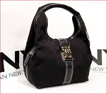 Black Hand  on My Little Aurora  Dkny Signature Black Handbag