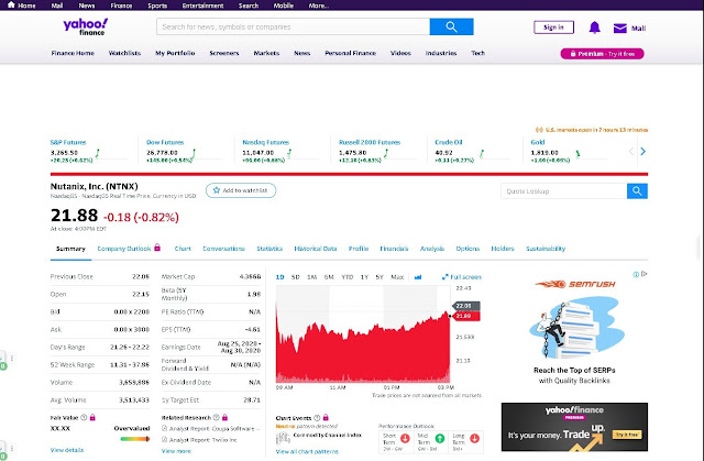 Nutanix Yahoo Finance