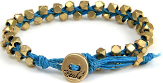 golden and blue bracelets