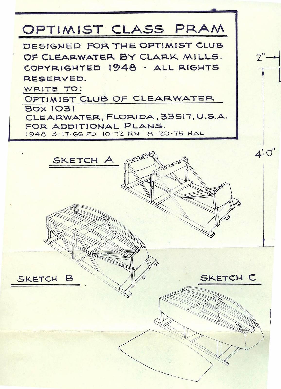 wooden optimist: original clearwater plans