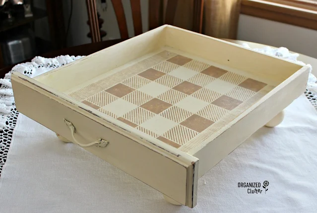 Photo of a stenciled drawer tray