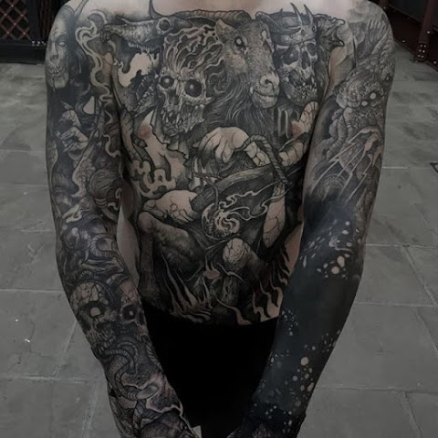 Dark Black Illustrative Tattoos by Robert Borbas