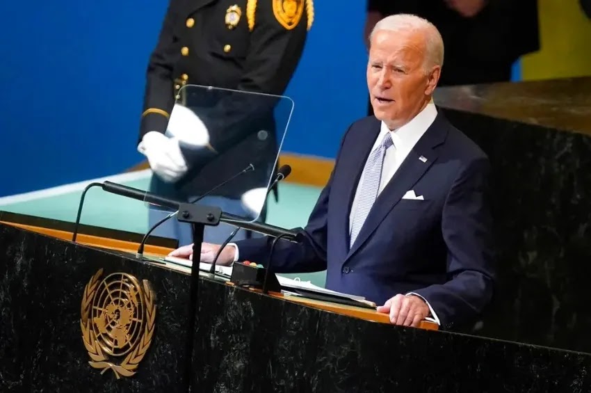 Presidente dos EUA, Joe Biden, discursa na 77ª sessão da Assembleia Geral das Nações Unidas em Nova York, Estados Unidos, em 21 de setembro de 2022 | Evan Vucci/AP