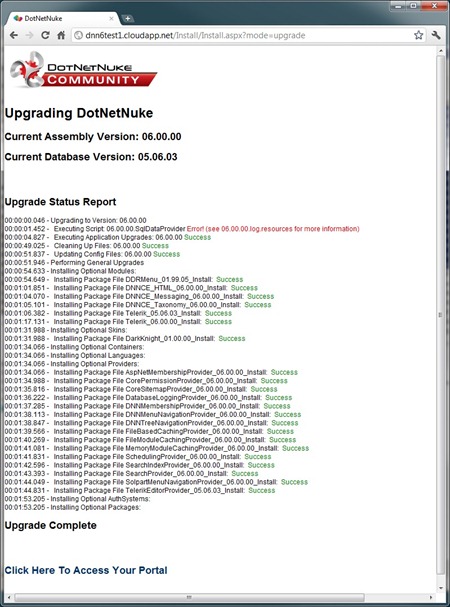 Upgrading from 05.06.03 to 06.00.00 on Azure