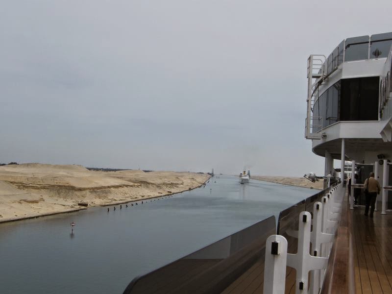 The Suez Canal is an artificial sea-level waterway in Egypt, it is an important international navigation canal Mediterranean Sea and the Red Sea. Its considered to be the first artificial canal to be used in Travel and Trade.