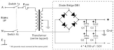 Basic Capacitor Bank for OCL Amplifier