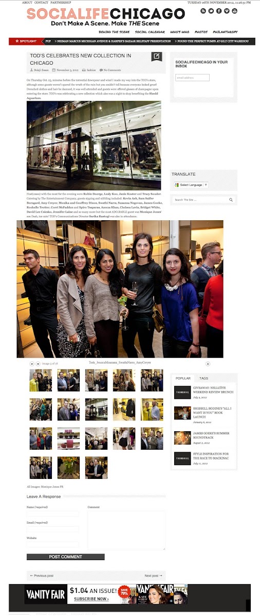 SocialifeChicago Celebrates Tod's new collection with Fashion Junkie