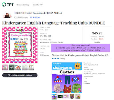 BUNDLE for teaching Kindergarten English language Learners