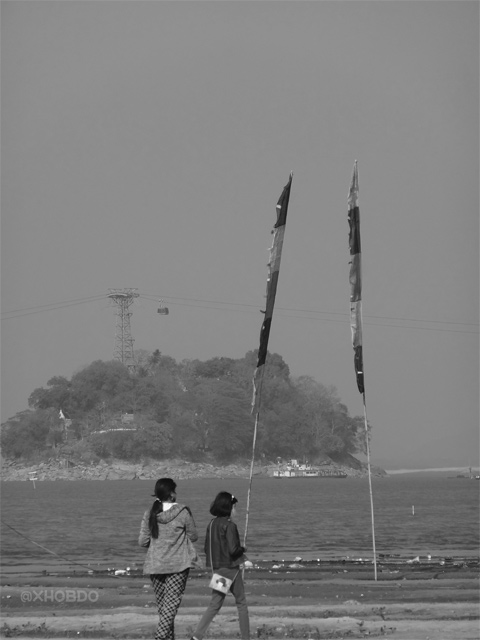 Mother and Daughter Walking at Brahmaputra Riverside